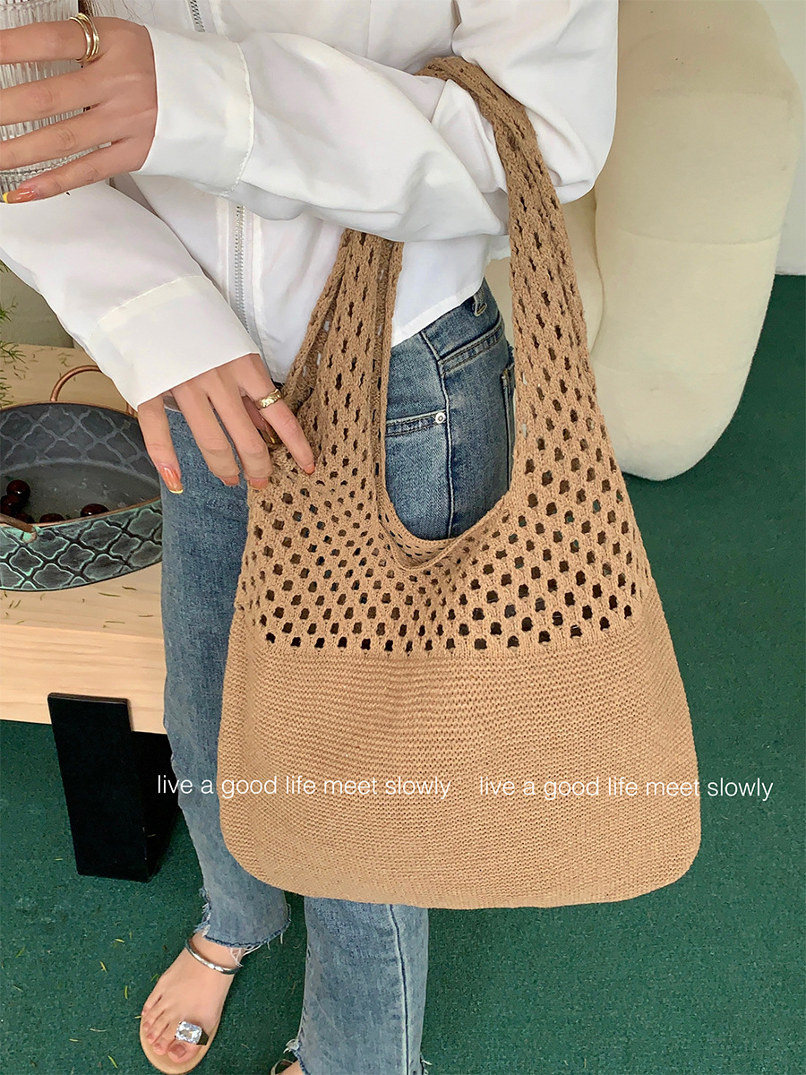 2023 Women's Shoulder Handbags crocheted Bags large Shoulder Shopping tote bag aesthetic crochet bag accessories
