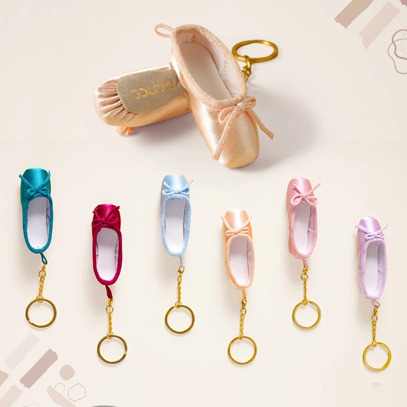 Handmade Mini Satin Pointe Shoes Keyring Ballet Shoes Keychain Bag Pendant Accessories