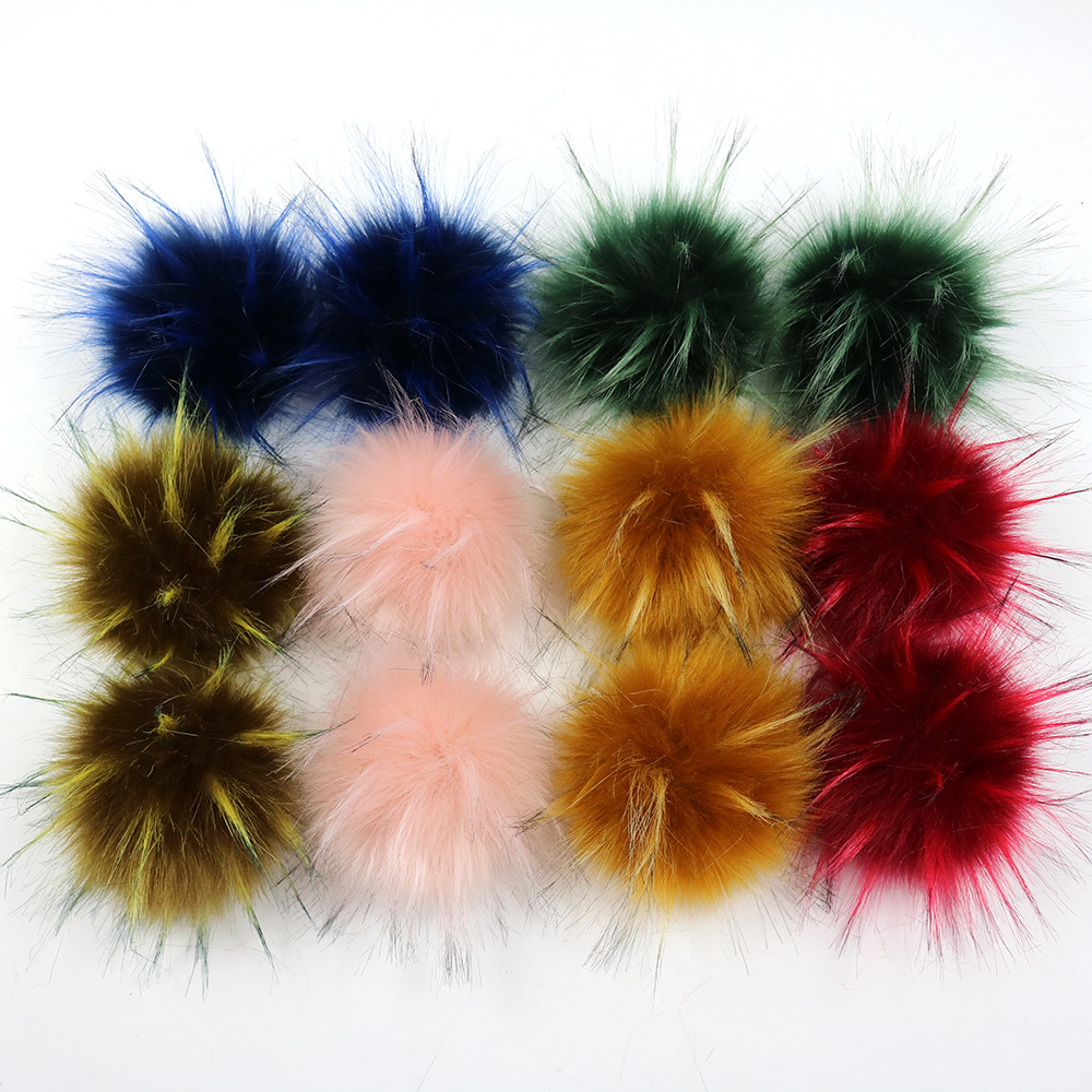 large size fluffy furry cute keychain bag charm phone accessories Fake raccoon fox fur ball pompom key holder
