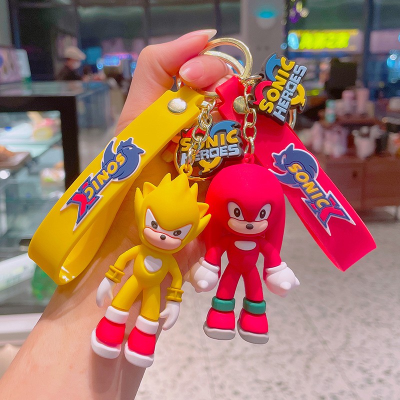   cartoon silicone keychain Sonic 3D doll PVC keychain wristband bag accessories  ization