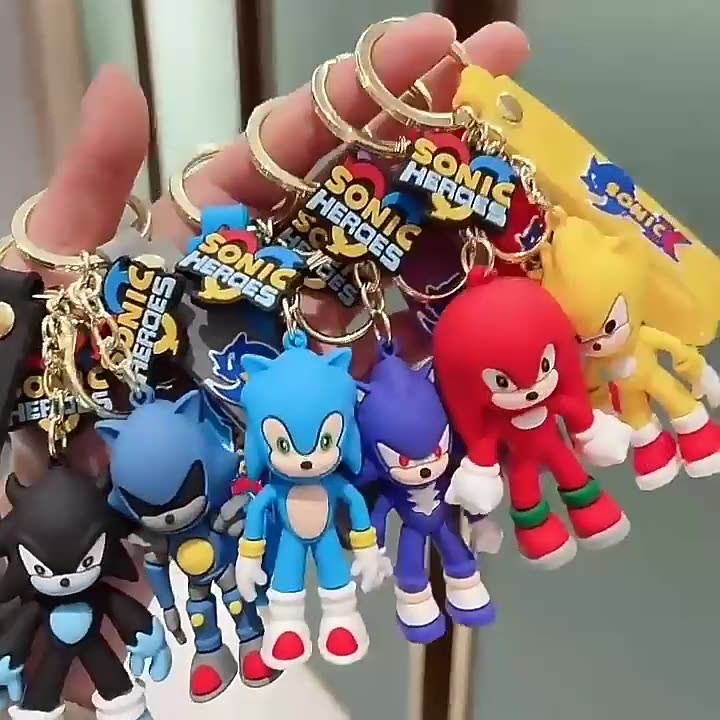   cartoon silicone keychain Sonic 3D doll PVC keychain wristband bag accessories  ization