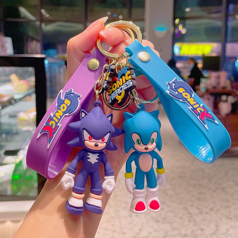   cartoon silicone keychain Sonic 3D doll PVC keychain wristband bag accessories  ization