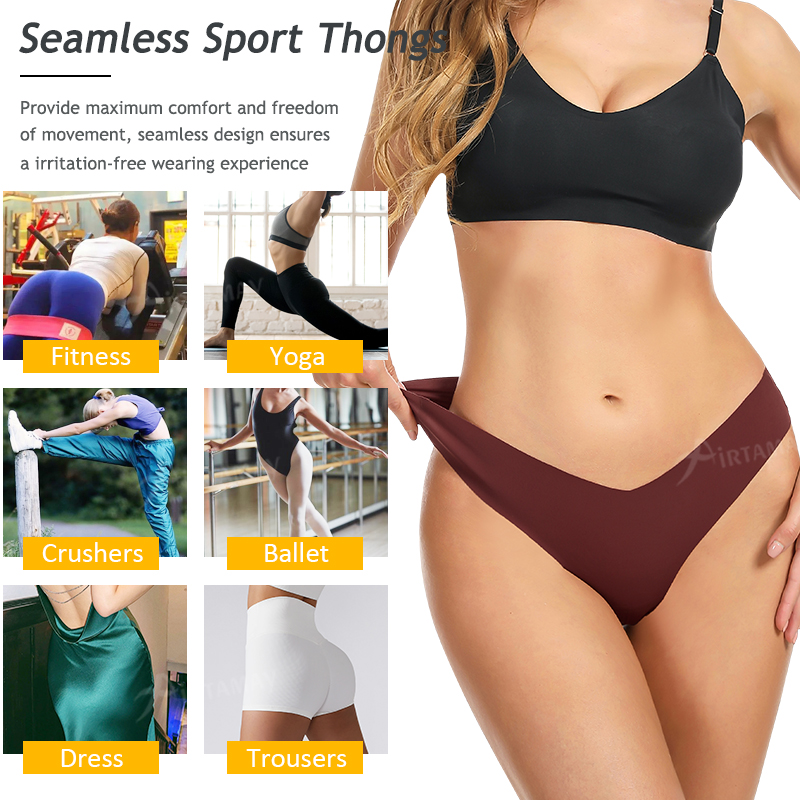 Ice Silk Seamless Thong Breathable Sexy Girl G-string Underwear Women's Seamless Thong Panties For Leggings