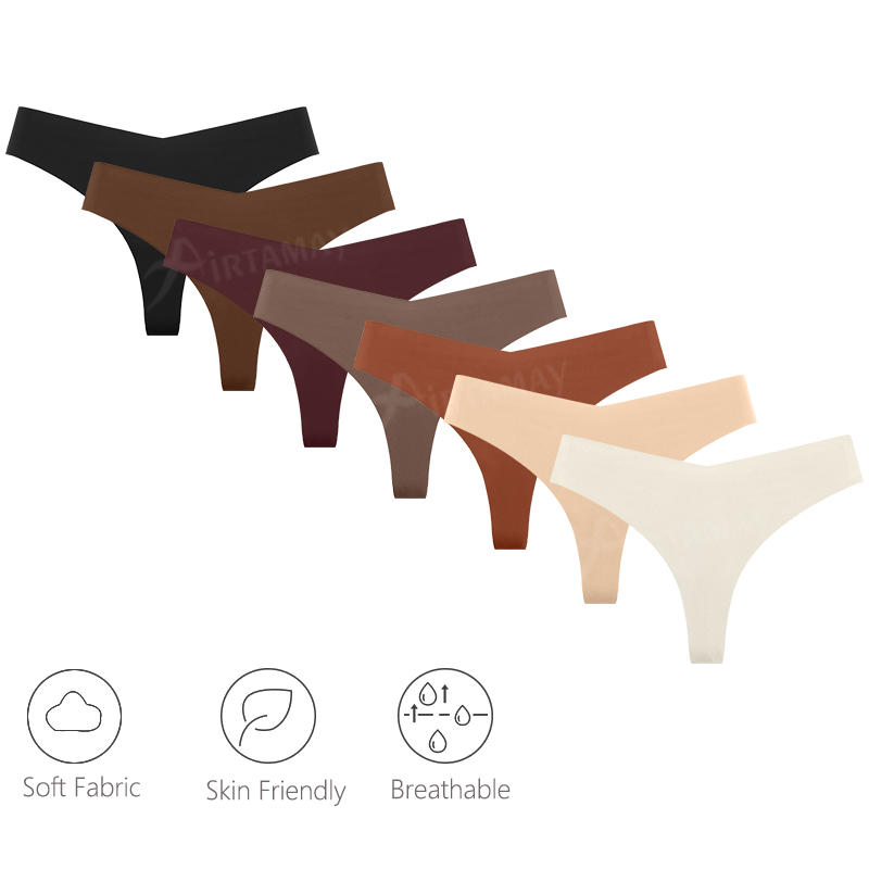 Ice Silk Seamless Thong Breathable Sexy Girl G-string Underwear Women's Seamless Thong Panties For Leggings