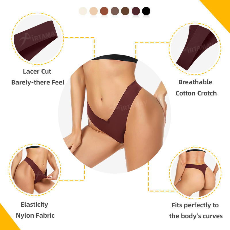 Ice Silk Seamless Thong Breathable Sexy Girl G-string Underwear Women's Seamless Thong Panties For Leggings