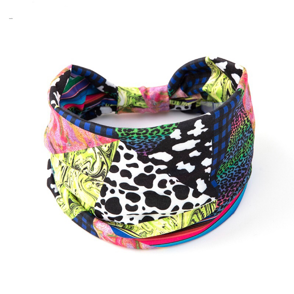  fashion headbands Leopard-print check wide knotted fabric headband for women elastic headband sport sweat hair