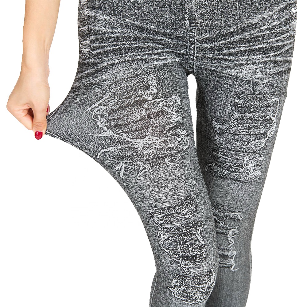 WJ070 Women Stretch Casual Straight-breasted Jeans butt lift  jeans pants Imitate jeans pants leggings