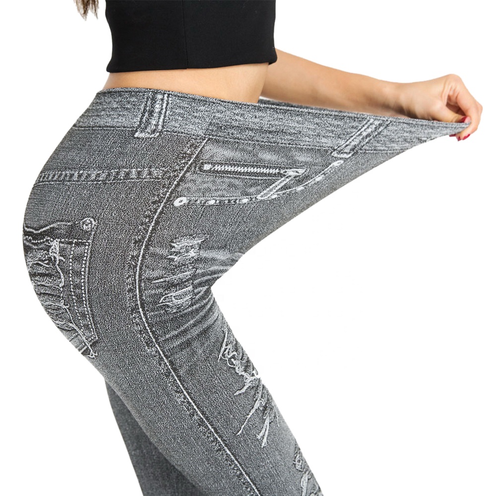 WJ070 Women Stretch Casual Straight-breasted Jeans butt lift  jeans pants Imitate jeans pants leggings
