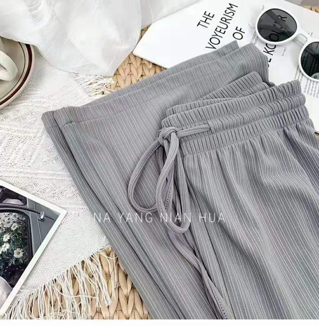 Summer new large size women's high waist hanging loose casual straight OL pants