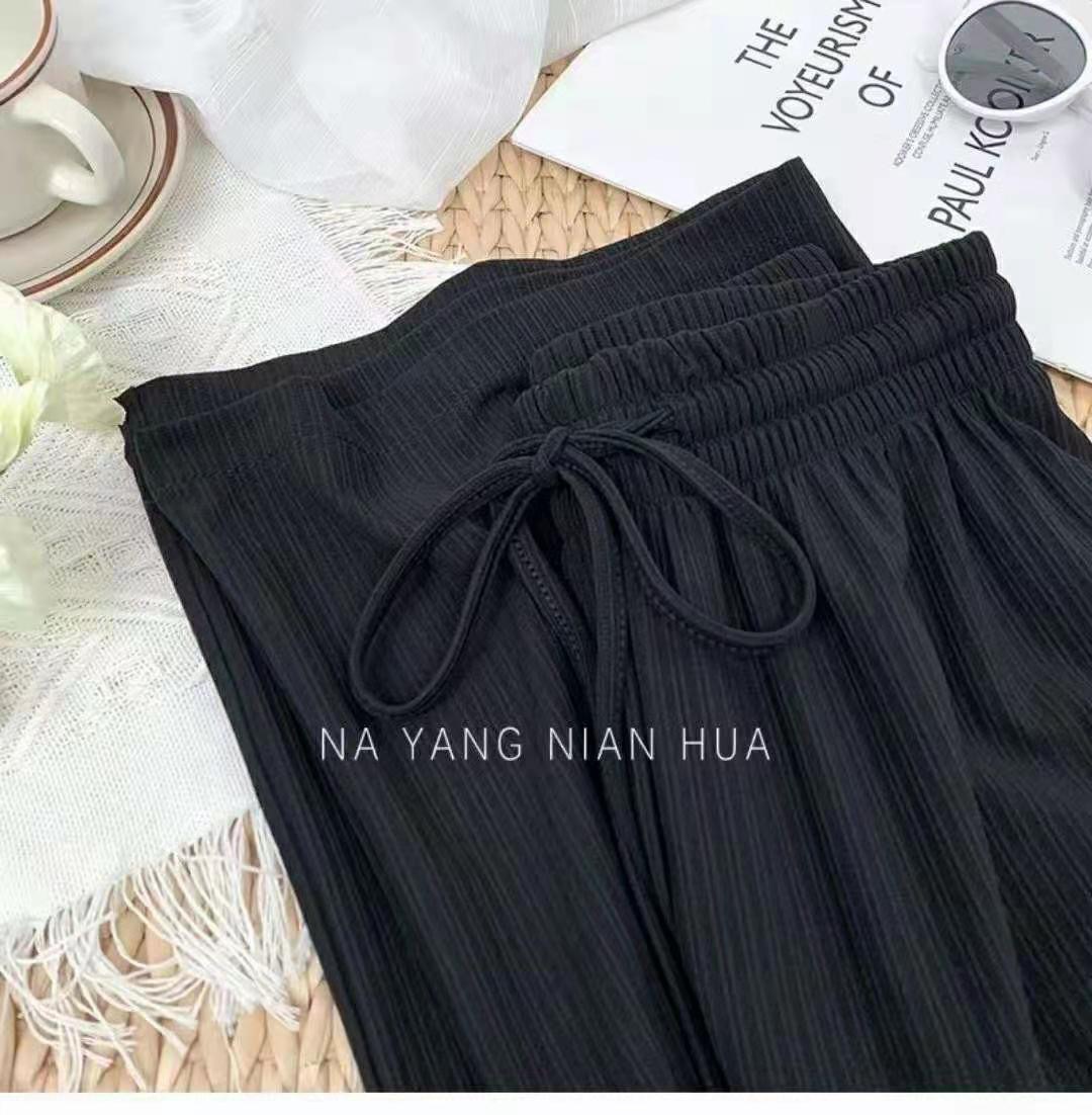 Summer new large size women's high waist hanging loose casual straight OL pants