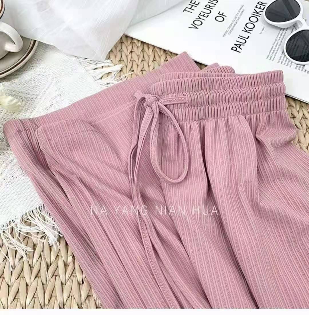 Summer new large size women's high waist hanging loose casual straight OL pants