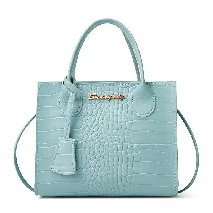 Women's Crocodile-Print Platinum Tote Bag Personalized Metal Trim, Portable Zero Wallet Design for Summer & Autumn