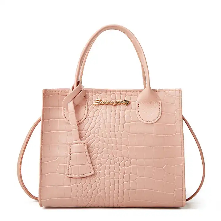 Women's Crocodile-Print Platinum Tote Bag Personalized Metal Trim, Portable Zero Wallet Design for Summer & Autumn
