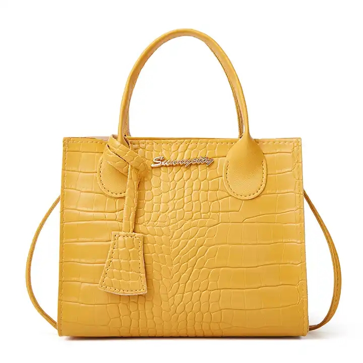 Women's Crocodile-Print Platinum Tote Bag Personalized Metal Trim, Portable Zero Wallet Design for Summer & Autumn