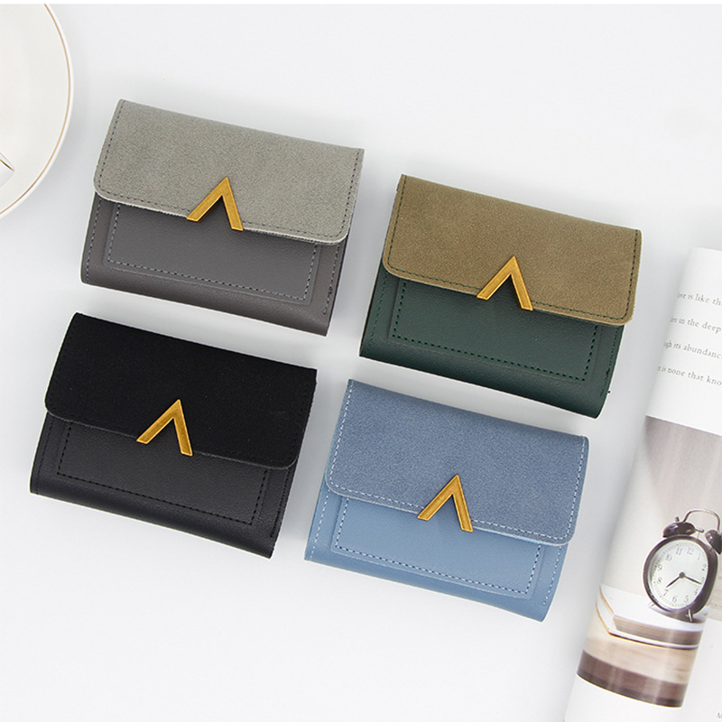 Women's Fashion Grind Arenaceous Zipper Wallet Mini Credit Card Holder