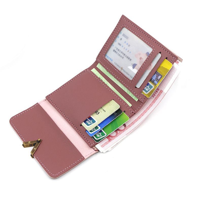 Women's Fashion Grind Arenaceous Zipper Wallet Mini Credit Card Holder