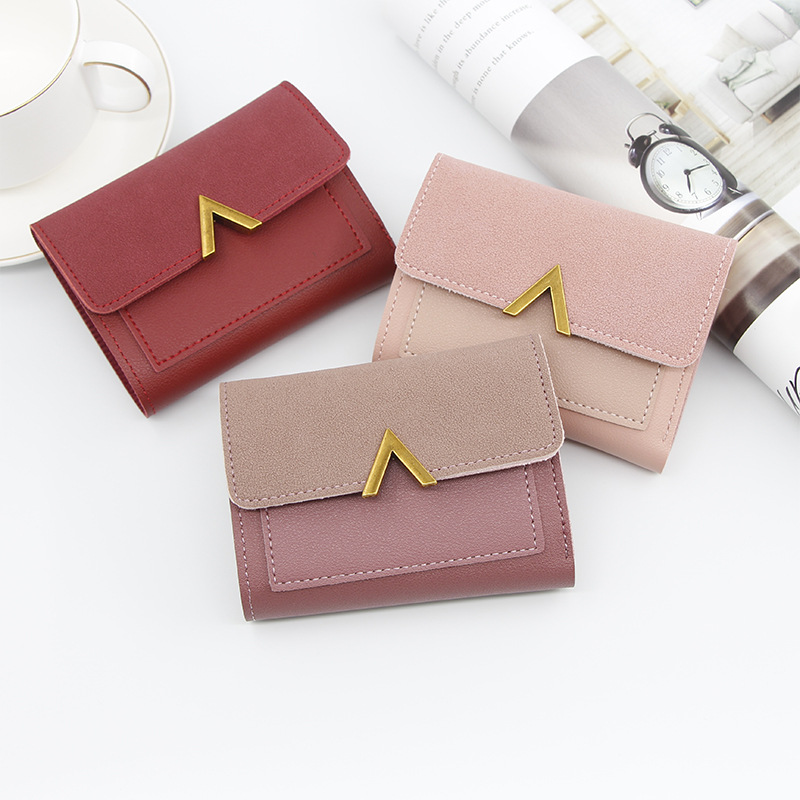 Women's Fashion Grind Arenaceous Zipper Wallet Mini Credit Card Holder