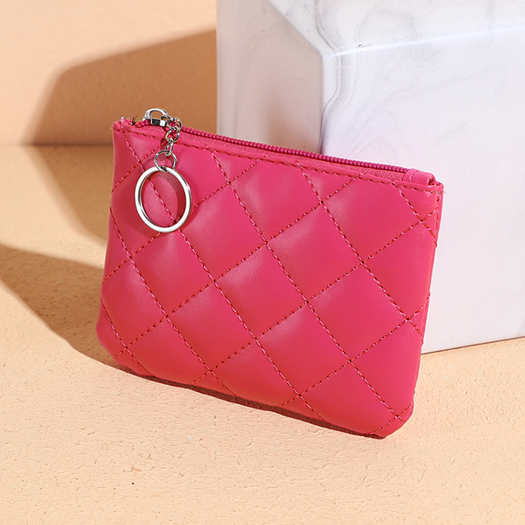 Women's Pink Cute Slim Wallet Small Coin Purse, Leather Card Holder with Keychain for Girls