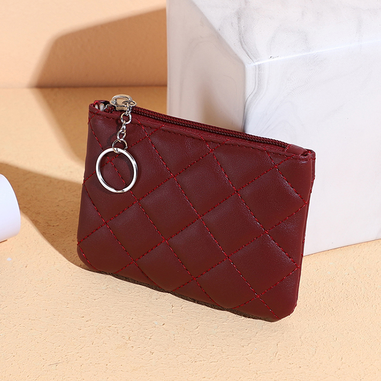 Women's Pink Cute Slim Wallet Small Coin Purse, Leather Card Holder with Keychain for Girls