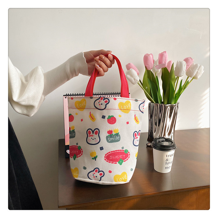 Women's Canvas Tote Bag with Jute Genuine Leather Card Holder, Japanese Style, All Season Ladies' Bag