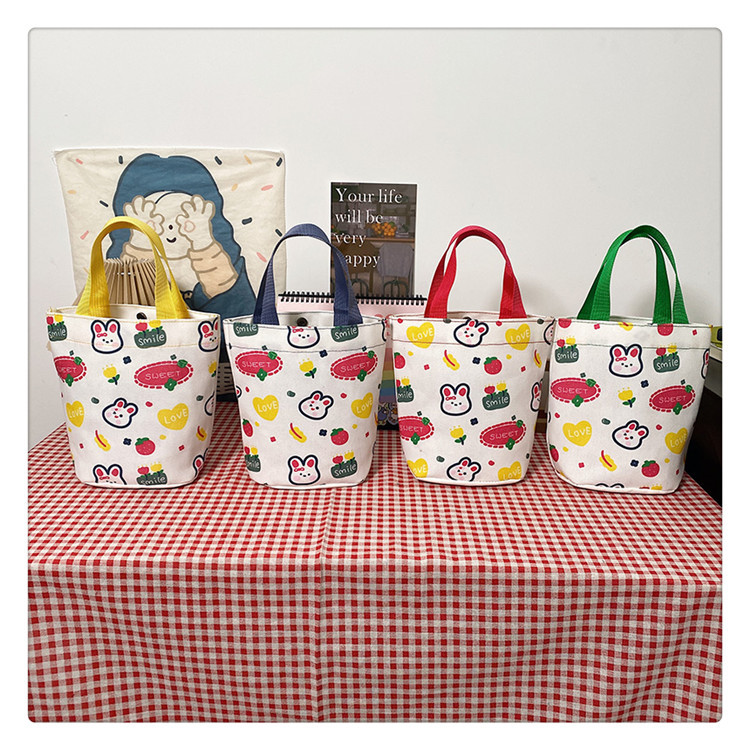 Women's Canvas Tote Bag with Jute Genuine Leather Card Holder, Japanese Style, All Season Ladies' Bag