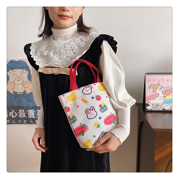 Women's Canvas Tote Bag with Jute Genuine Leather Card Holder, Japanese Style, All Season Ladies' Bag