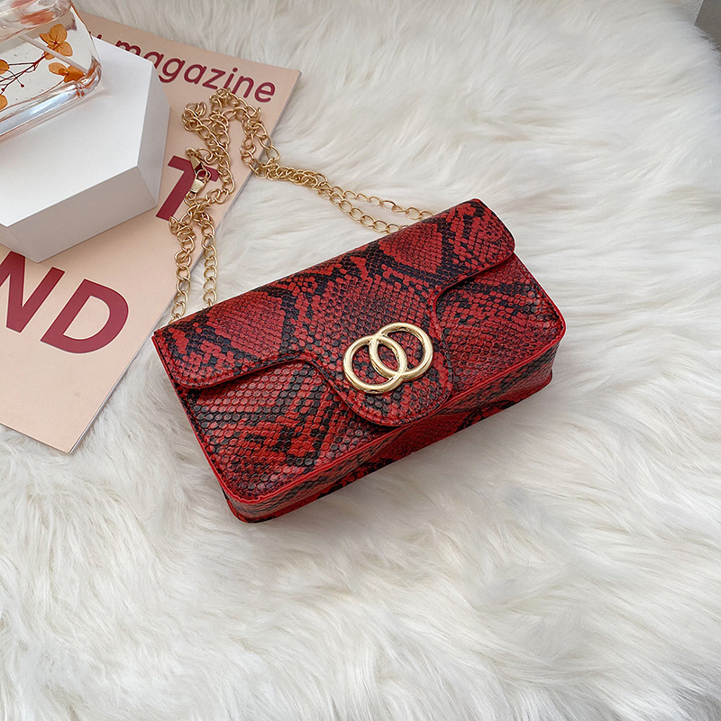 Women's & Girls Mini Snakeskin Crossbody Purse Cute Chain Strap Shoulder Bag