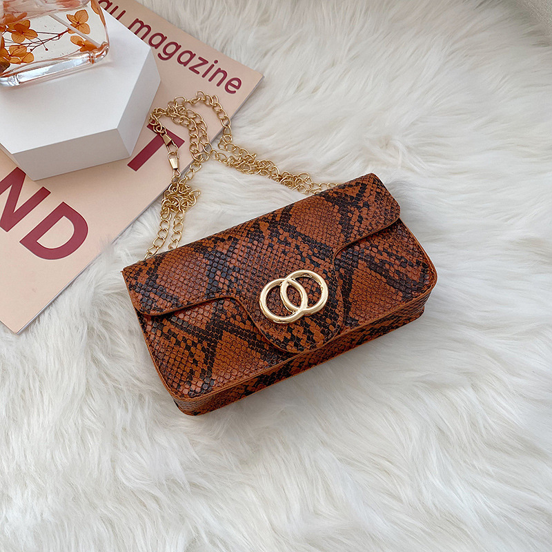 Women's & Girls Mini Snakeskin Crossbody Purse Cute Chain Strap Shoulder Bag