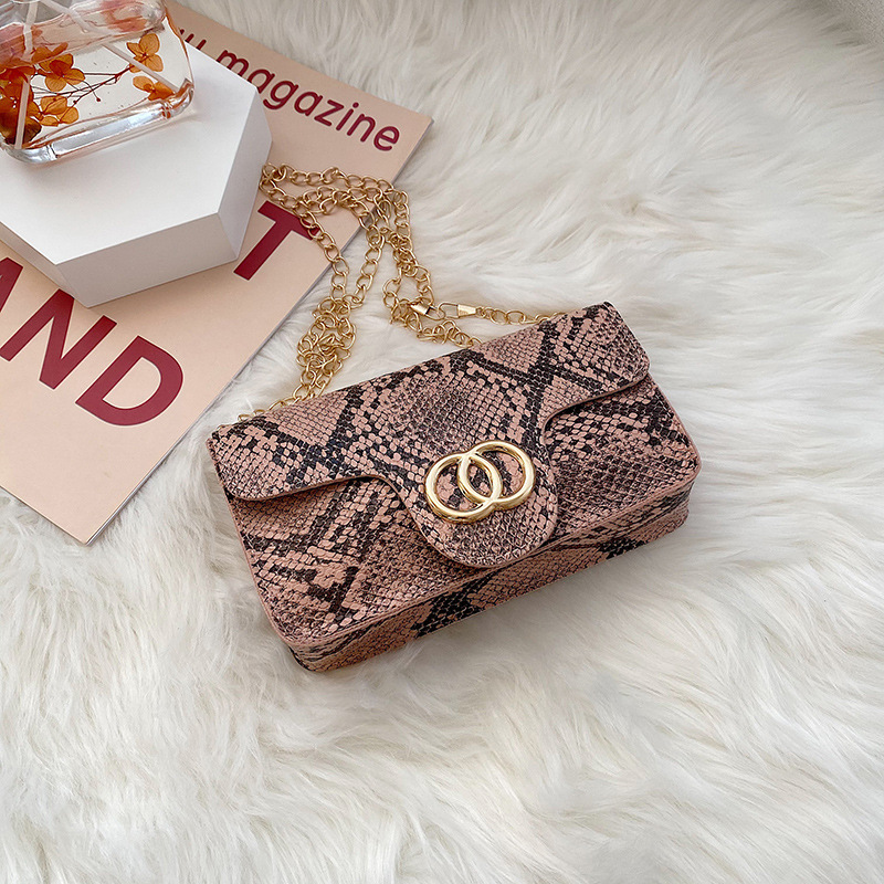 Women's & Girls Mini Snakeskin Crossbody Purse Cute Chain Strap Shoulder Bag
