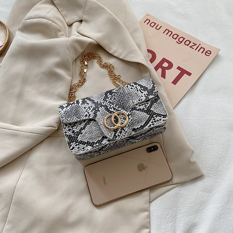 Women's & Girls Mini Snakeskin Crossbody Purse Cute Chain Strap Shoulder Bag