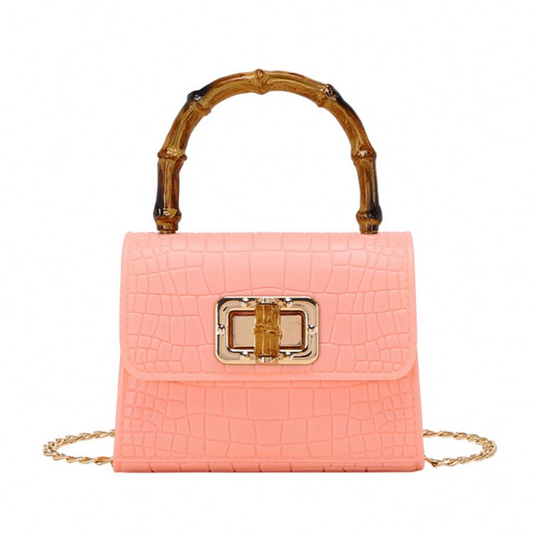 Bamboo Handle Designer Stone Pattern Leather Mini Crossbody Bags For Women Chain Shoulder Handbags And Purses