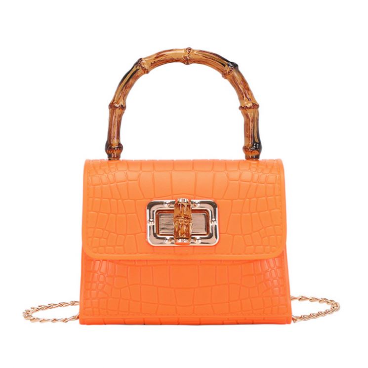 Bamboo Handle Designer Stone Pattern Leather Mini Crossbody Bags For Women Chain Shoulder Handbags And Purses