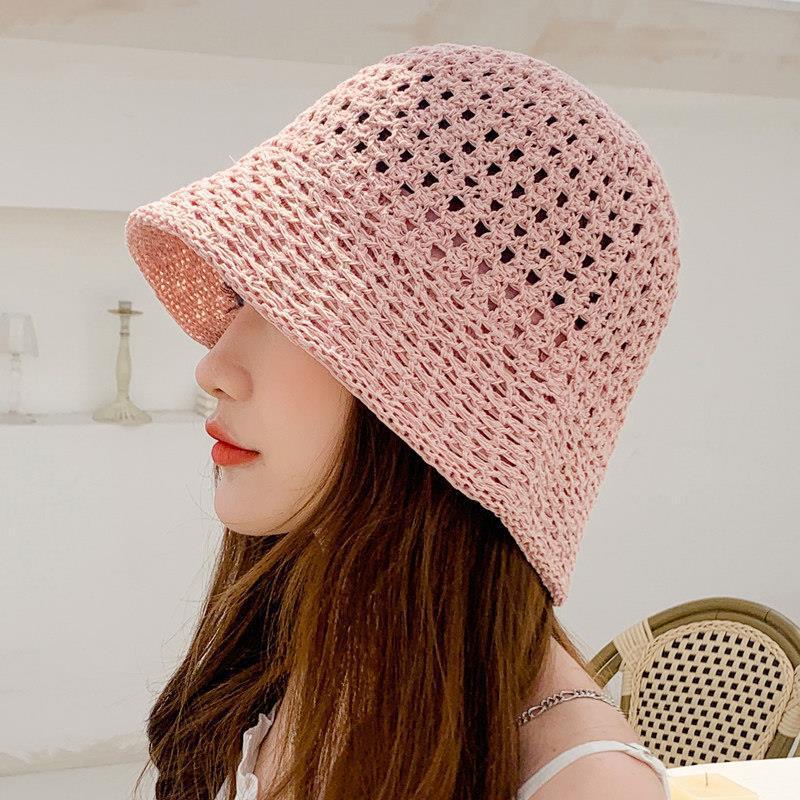 2023 Fashion Woman Sun-Proof Summer Bucket Beach Hats Straw Cap
