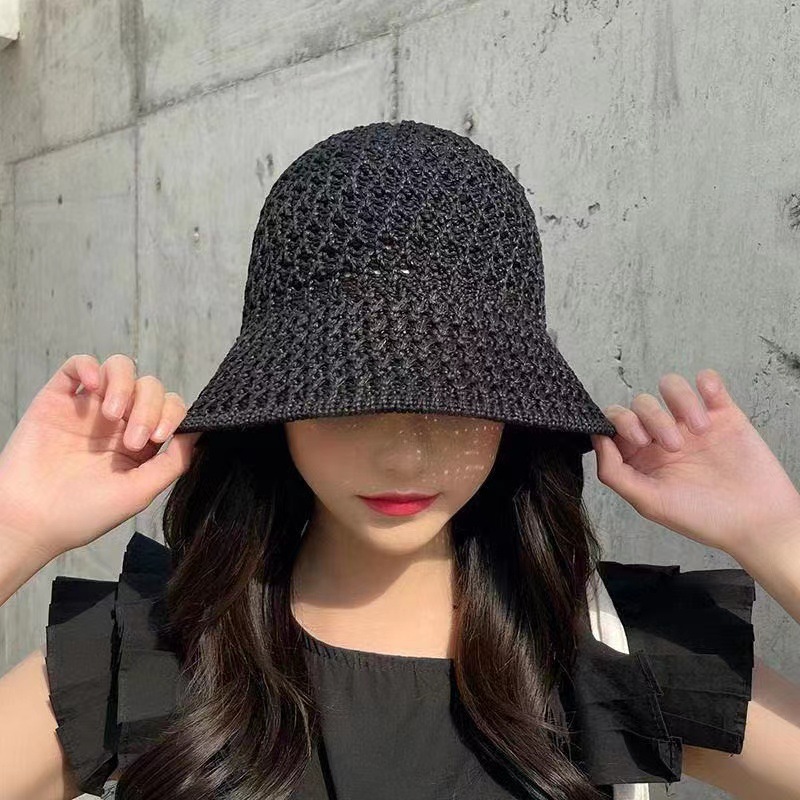 2023 Fashion Woman Sun-Proof Summer Bucket Beach Hats Straw Cap