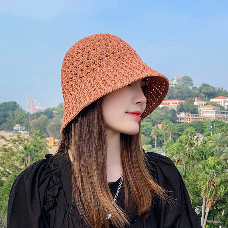2023 Fashion Woman Sun-Proof Summer Bucket Beach Hats Straw Cap