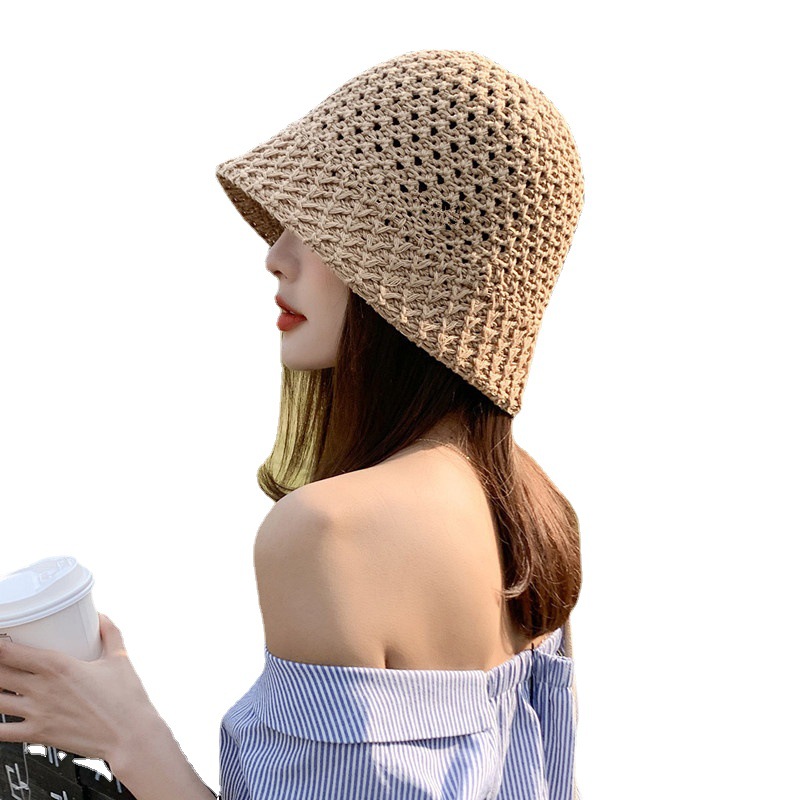 2023 Fashion Woman Sun-Proof Summer Bucket Beach Hats Straw Cap