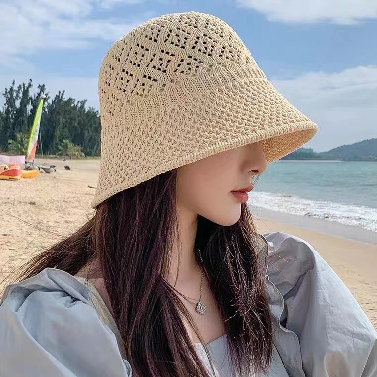 2023 Fashion Woman Sun-Proof Summer Bucket Beach Hats Straw Cap