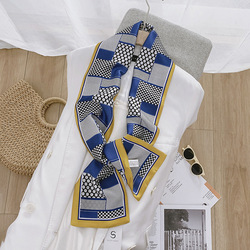 Korean slender style long silk scarf women's versatile spot color matching double-sided silk scarf