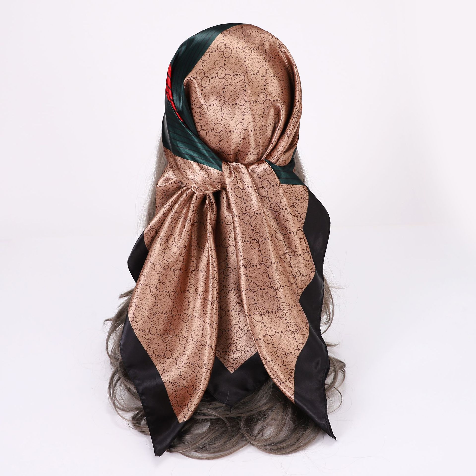2023 35 Inch Silk Head Scarf Large Print Square Neck Scarf Sleeping Hair Wrapping Satin Silk Scarf for Women