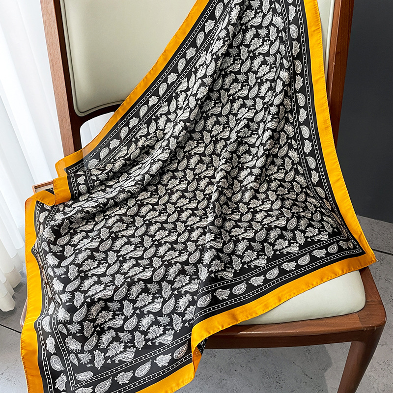 27.5 Inch x 27.5 Inch Small Square Silk Scarves Fashionable Ladies Satin Printed Neck Scarf, Women's Adult Accessory