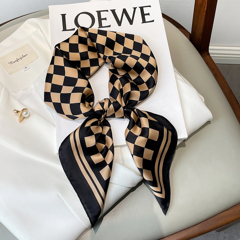 27.5 Inch x 27.5 Inch Small Square Silk Scarves Fashionable Ladies Satin Printed Neck Scarf, Women's Adult Accessory