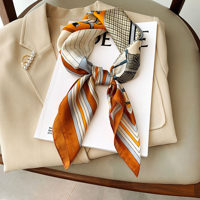 27.5 Inch x 27.5 Inch Small Square Silk Scarves Fashionable Ladies Satin Printed Neck Scarf, Women's Adult Accessory