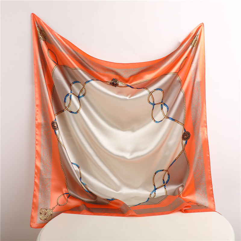 Pink Print Scarf Square Hijab, Multi-Color Silk Square Scarf for Muslim Women