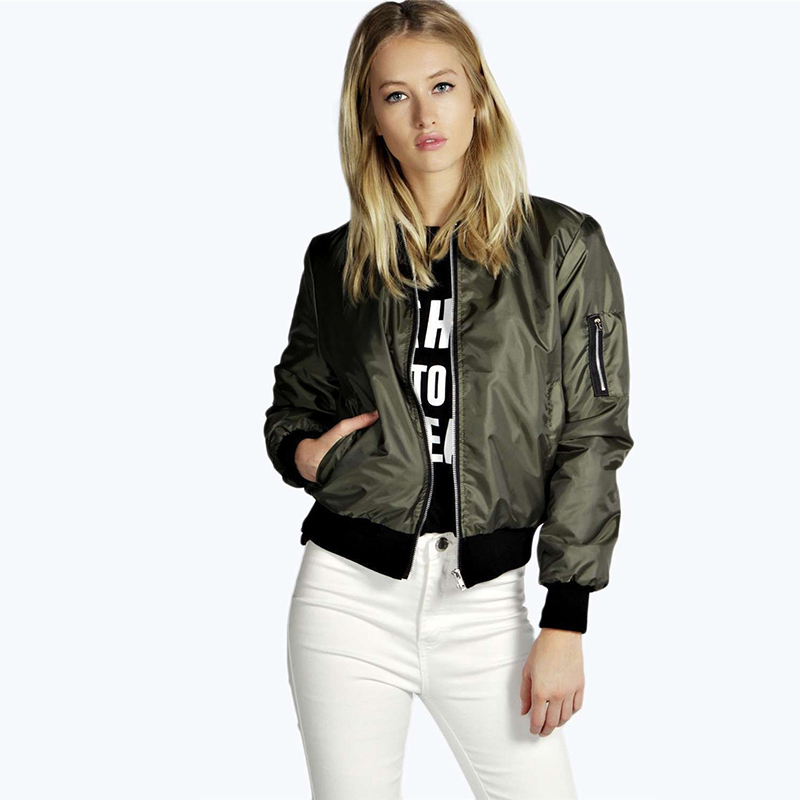 Women Casual Thin Jackets Spring Autumn Windproof Coat Casual Zipper Stand Collar Bomber Jacket