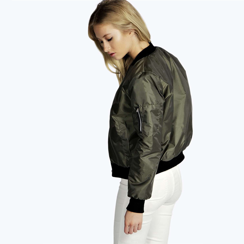 Women Casual Thin Jackets Spring Autumn Windproof Coat Casual Zipper Stand Collar Bomber Jacket