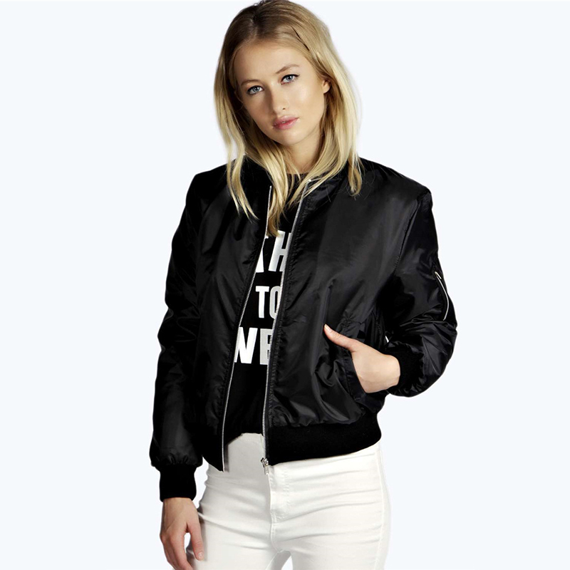 Women Casual Thin Jackets Spring Autumn Windproof Coat Casual Zipper Stand Collar Bomber Jacket