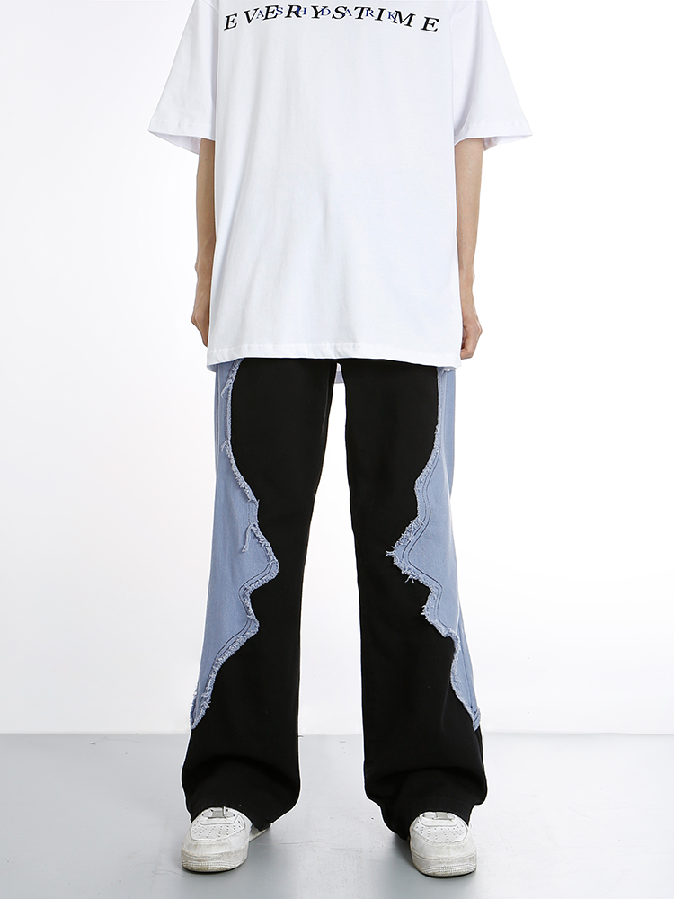 Oversize American new style skull ripped jeans men's high street vibe blue trend fashion jeans men's jeans