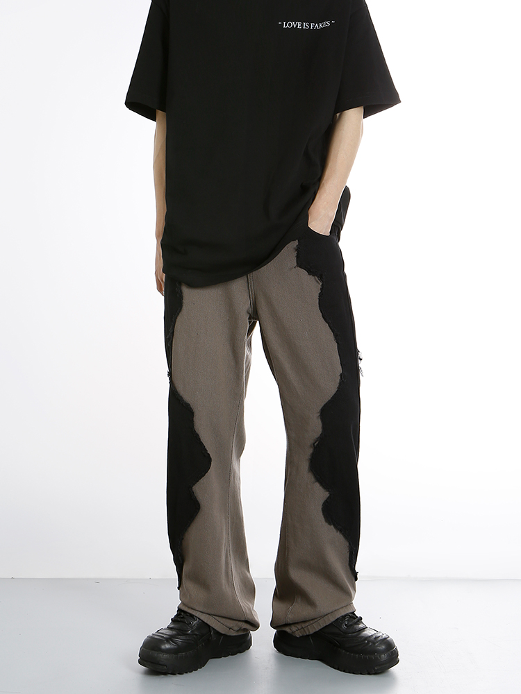 Oversize American new style skull ripped jeans men's high street vibe blue trend fashion jeans men's jeans