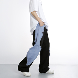 Oversize American new style skull ripped jeans men's high street vibe blue trend fashion jeans men's jeans