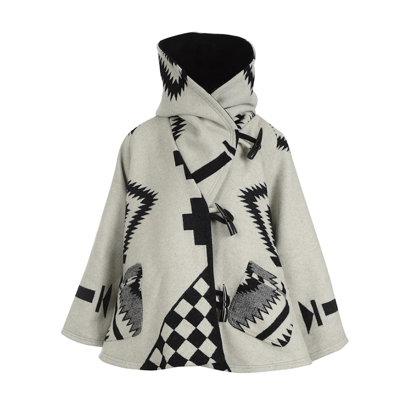   2022 New Products Aztec Color-block Trench Coats and Jackets Long Woman Plus Size Winter Coats
